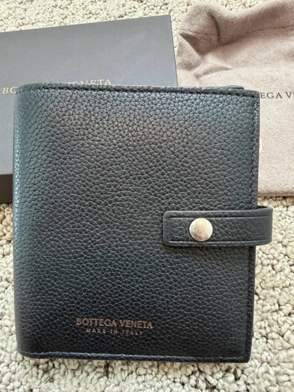 BOTTEGA VENETA Black Fold-Over Small Wallet